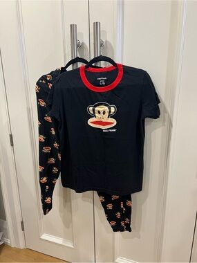 Paul Frank Black Tee & Red Trim Monkey Pajama Set